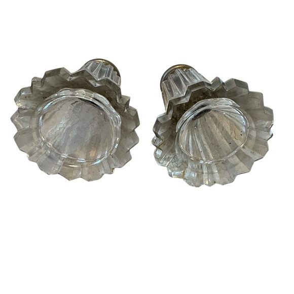 Antique Crystal Large Fluted Glass With Silverplate Salt and Pepper Shakers - Picture 3 of 4